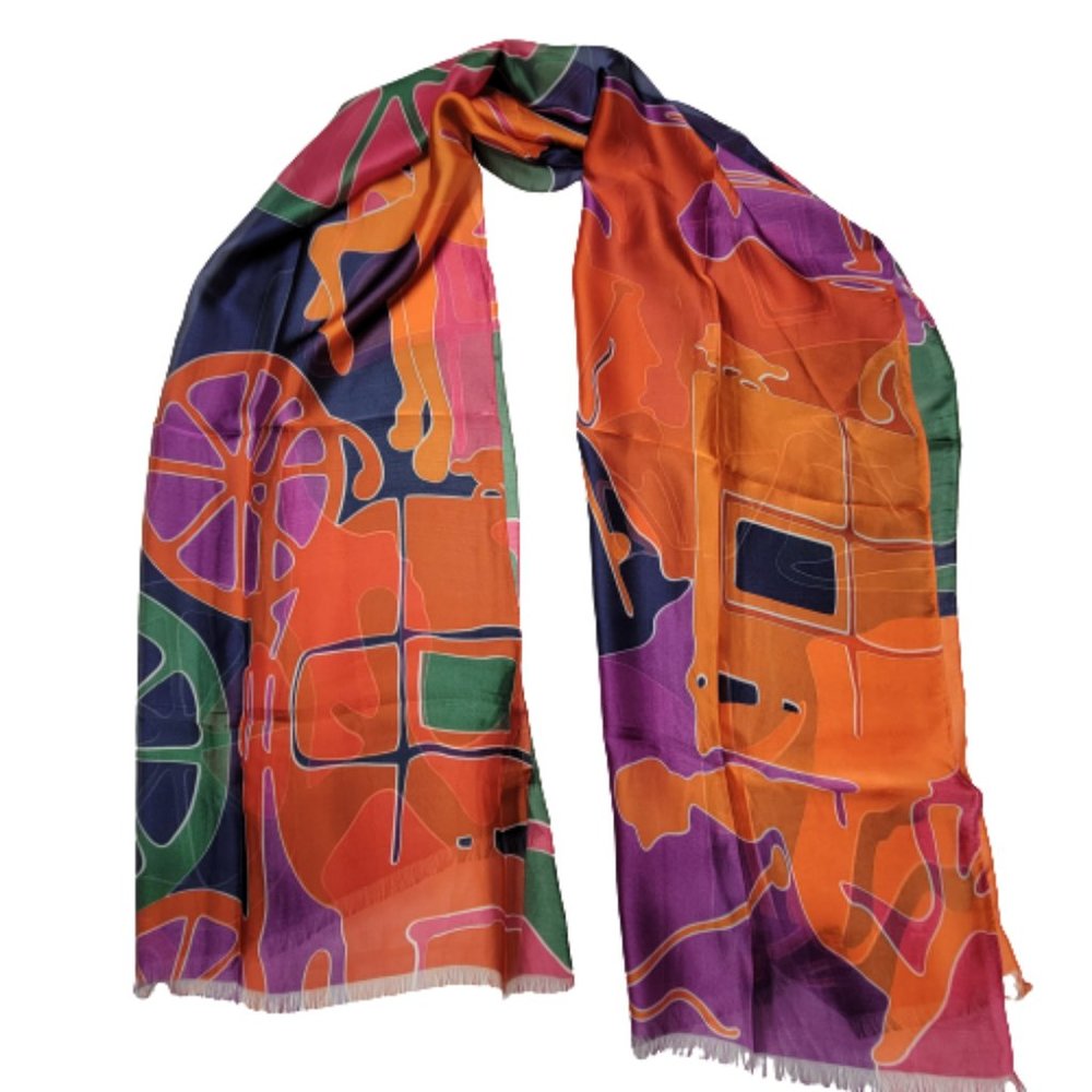 Colorful Silk Rectangular Scarf - image 1